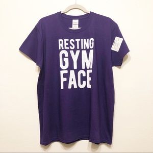 “RESTING GYM FACE” Graphic Purple & White T-Shirt